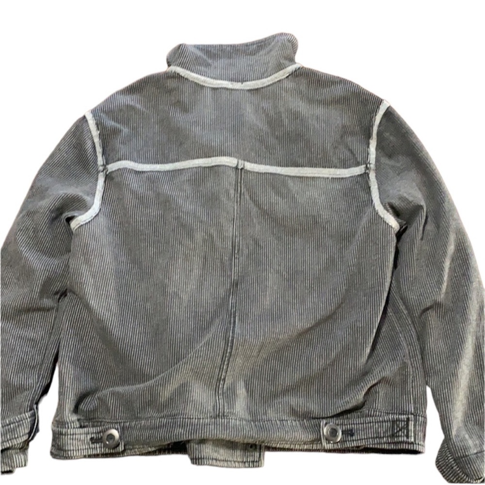 Free People Jacket oversized Moto Railroad Conductor Pinstripe knit bomber black - Picture 7 of 10